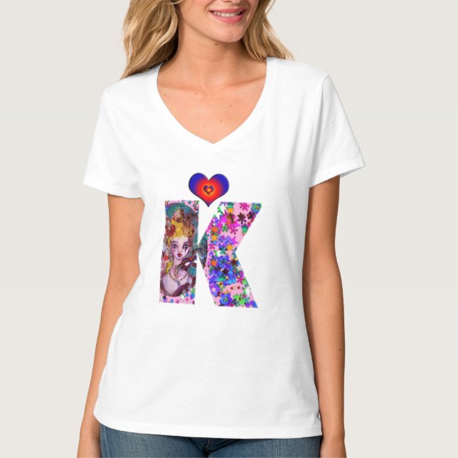 VALENTINE VENETIAN MASQUERADE MONOGRAM K LETTER T-Shirt (Front)
