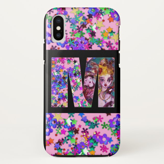 VALENTINE VENETIAN MASQUERADE MONOGRAM M LETTER Case-Mate iPhone CASE (Back)