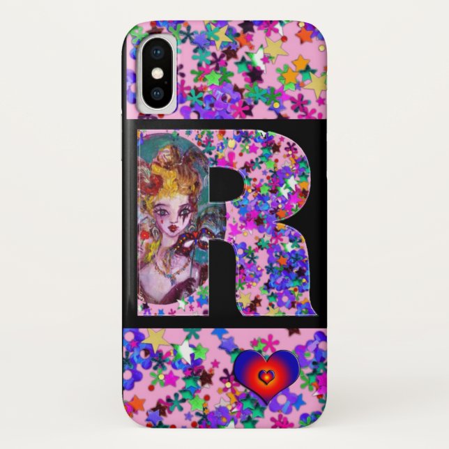VALENTINE VENETIAN MASQUERADE MONOGRAM R LETTER Case-Mate iPhone CASE (Back)