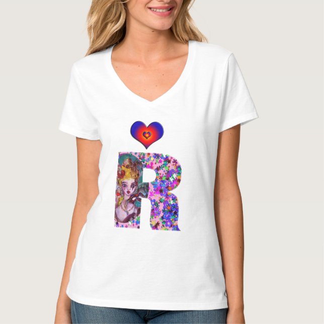 VALENTINE VENETIAN MASQUERADE MONOGRAM R LETTER T-Shirt (Front)