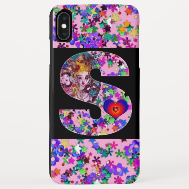 VALENTINE VENETIAN MASQUERADE MONOGRAM S LETTER Case-Mate iPhone CASE (Back)