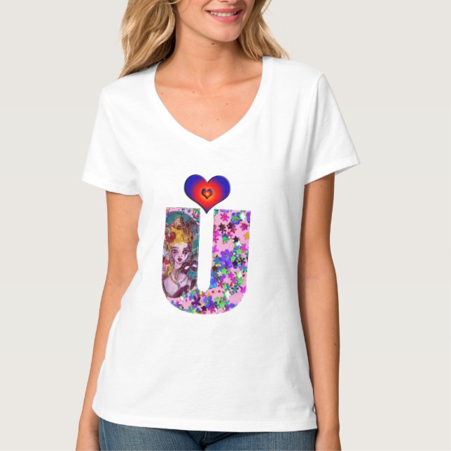 VALENTINE VENETIAN MASQUERADE MONOGRAM U LETTER T-Shirt (Front)