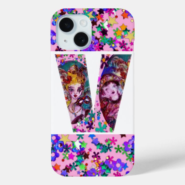 VALENTINE VENETIAN MASQUERADE MONOGRAM V LETTER Case-Mate iPhone CASE (Back)