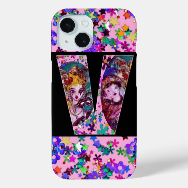 VALENTINE VENETIAN MASQUERADE MONOGRAM V LETTER Case-Mate iPhone CASE (Back)