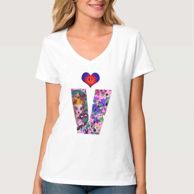 VALENTINE VENETIAN MASQUERADE MONOGRAM V LETTER T-Shirt (Front)