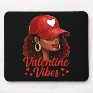 Valentine Vibes Black Women Valentines Day For Gir Mouse Pad