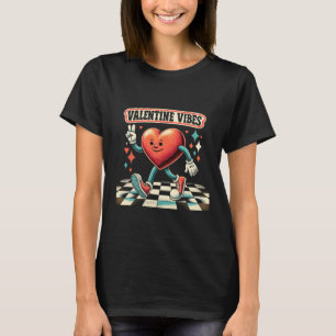 Valentine Vibes Groovy Checked Funny Valentine's D T-Shirt