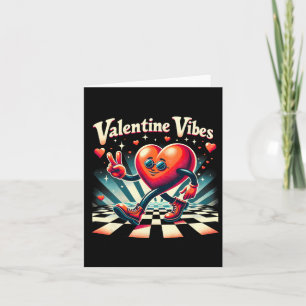 Valentine Vibes Groovy Checked Valentine Heart Cou Card