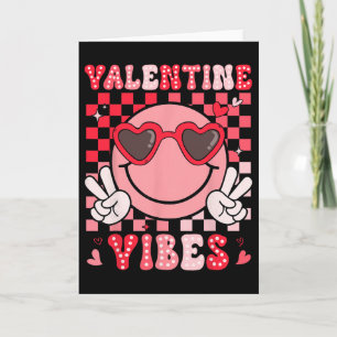 Valentine Vibes Groovy Smile Face Girls Women Kid Card