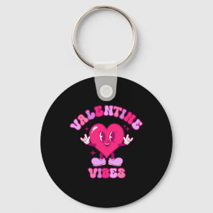 Valentine Vibes Groovy Valentines Day Shirt For Gi Key Ring