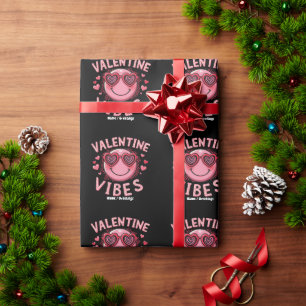 Valentine Vibes Hippie Valentines Day Groovy Retro Wrapping Paper