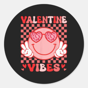 Valentine Vibes Hippie Valentines Day Shirts For G Classic Round Sticker