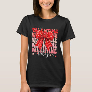 Valentine Vibes Retro Coquette Bow Girl Women  T-Shirt