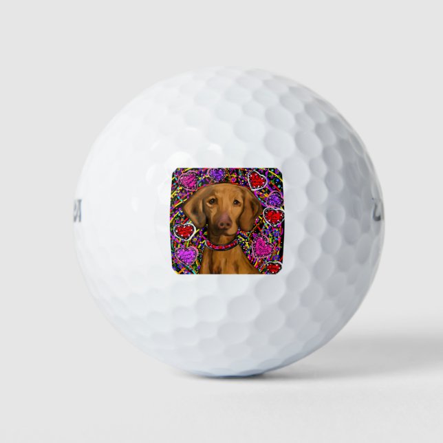 Valentine Vizsla Golf Balls (Front)