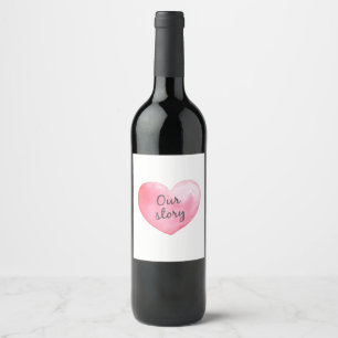 Valentine Watercolor Heart Wine Label – Romantic 