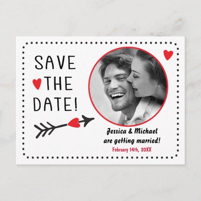 Valentine Wedding Save Date Photo Rustic Postcard (Front)