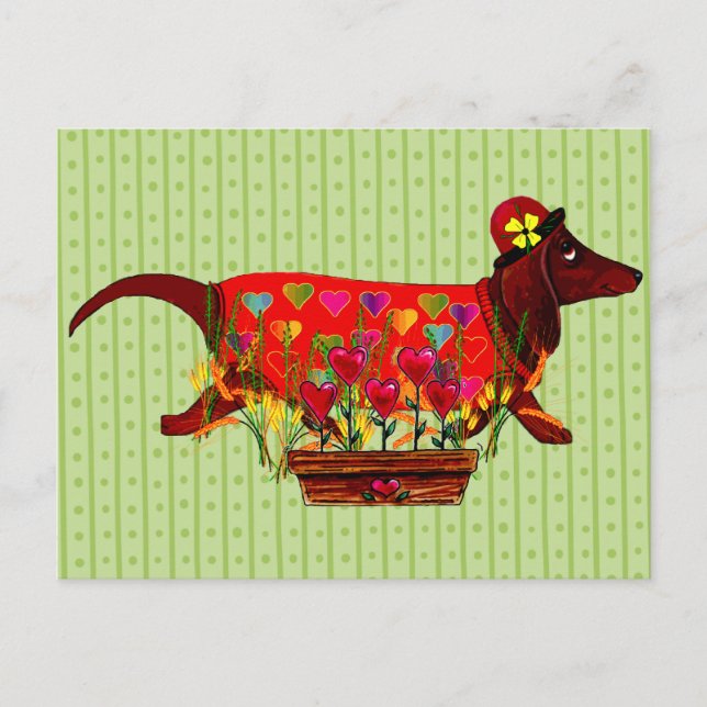 Valentine Weiner Dog Holiday Postcard (Front)
