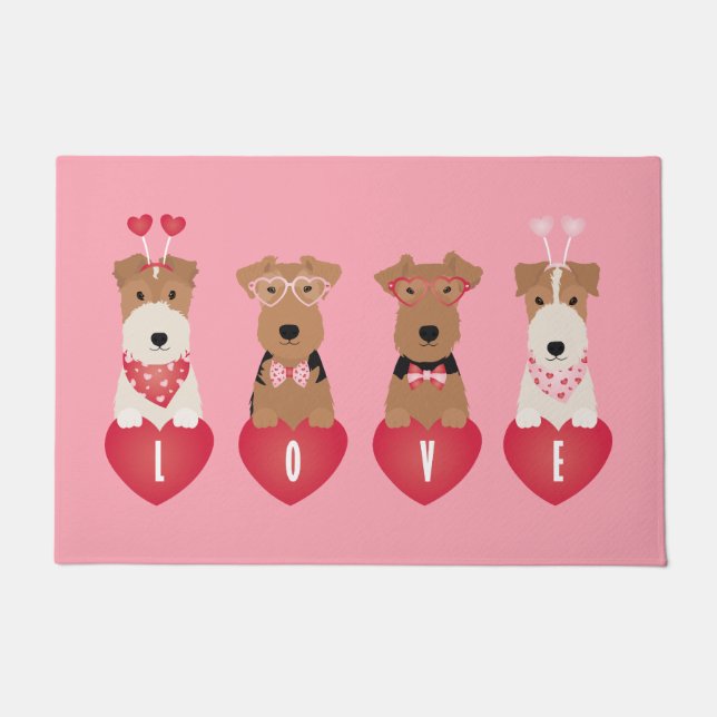 Valentine Welsh Wire Fox Terrier Dogs Doormat (Front)