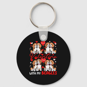 Valentine With My Beagles Couple Dogs Costume Owne Key Ring