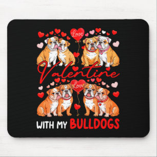Valentine With My Bulldogs Couple Dogs Costume Own Mouse Pad