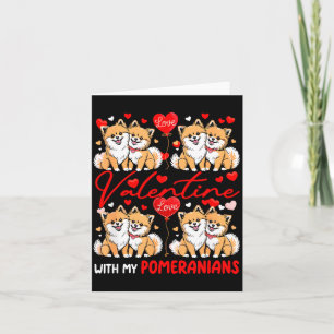 Valentine With My Pomeranians Couple Dogs Costume  Card
