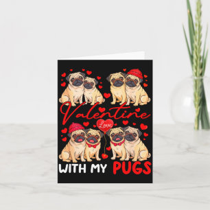 Valentine With My Pugs Couple Dogs Costume Owner F Card