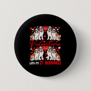Valentine With My St. Bernards Couple Dogs Costume 6 Cm Round Badge