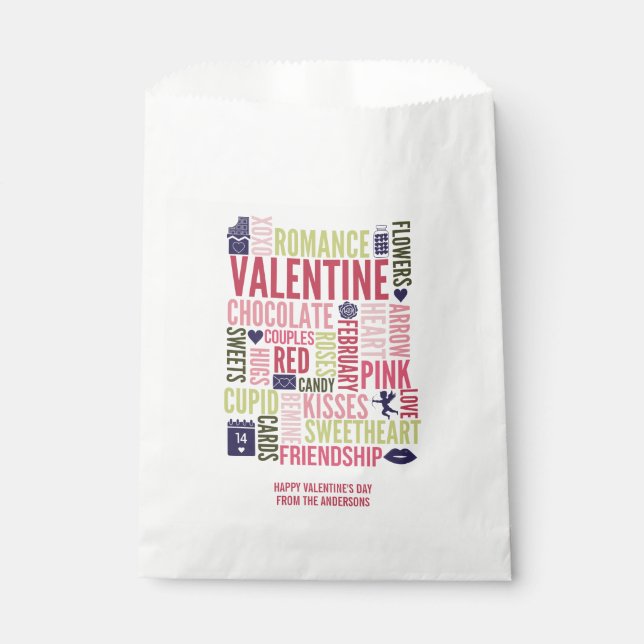 Valentine Words Valentine's Day Favour Bag (Front)