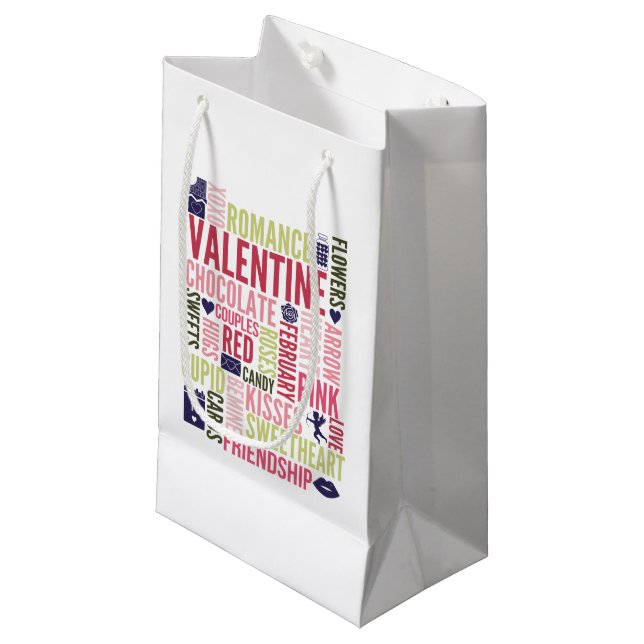 Valentine Words Valentine's Day Gift Bag (Front Angled)