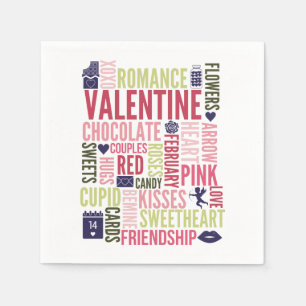 Valentine Words Valentine's Day Paper Napkins