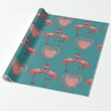 Valentine Wrapping Paper - Flamingo- Retro
