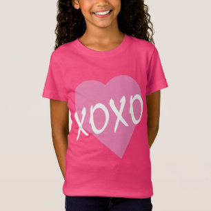 Valentine XOXO Hugs Kisses Pink Heart Pink T-Shirt