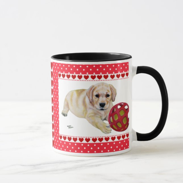 Valentine Yellow Labrador Puppy Mugs (Right)