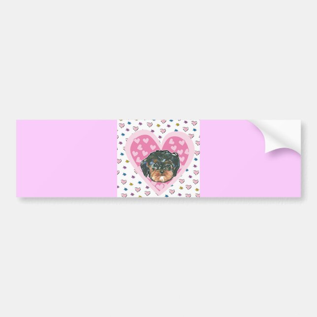 Valentine Yorkie Poo Bumper Sticker (Front)