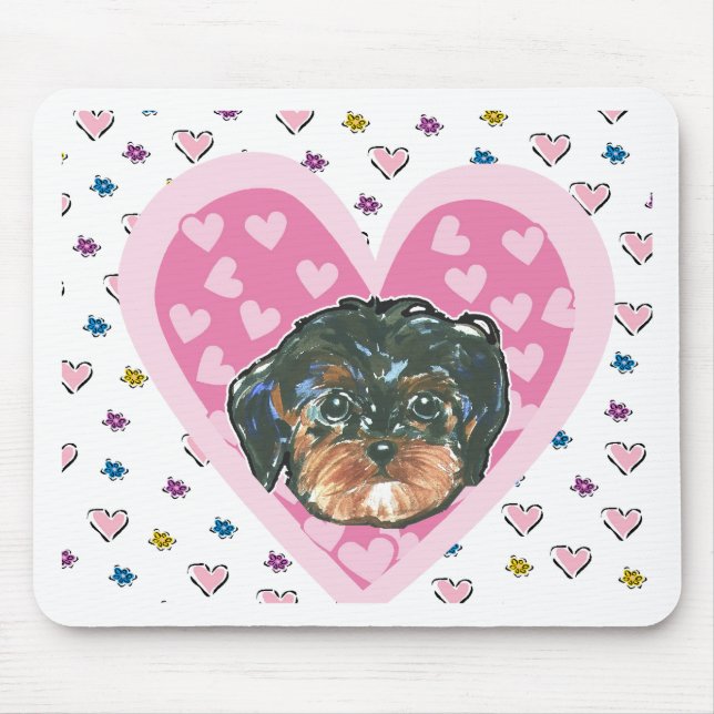 Valentine Yorkie Poo Mouse Pad (Front)