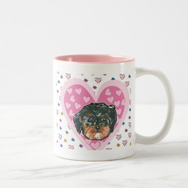 Valentine Yorkie Poo Two-Tone Coffee Mug (Right)