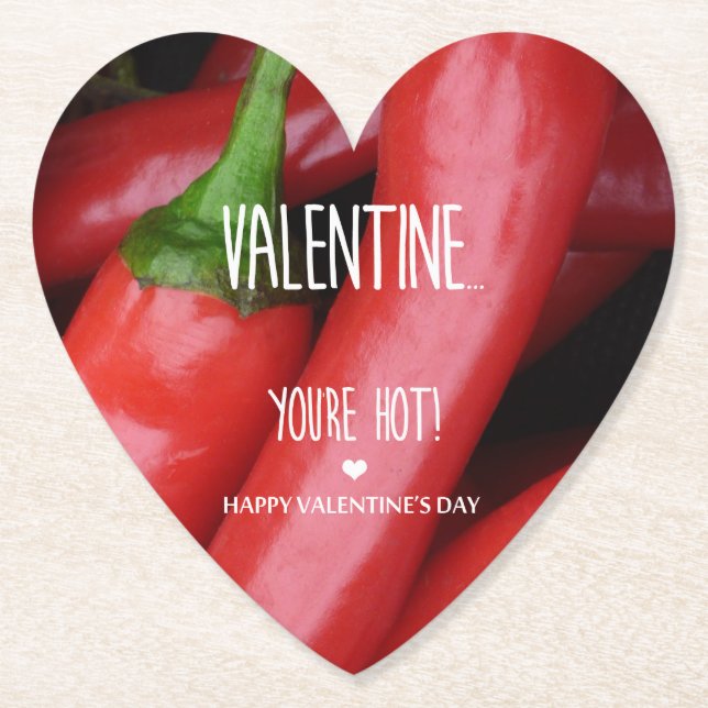 Valentine, you are hot! paper coaster (Front)