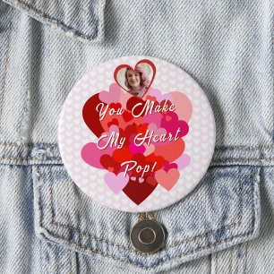 Valentine You Make My Heart Pop 7.5 Cm Round Badge