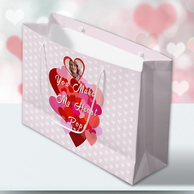 Valentine You Make My Heart Pop Large Gift Bag (Creator Uploaded)