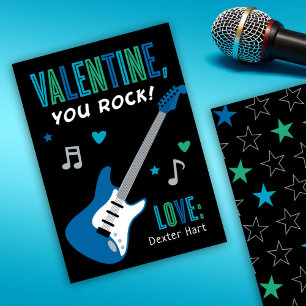Valentine You Rock Blue Guitar Kids Valentines Day