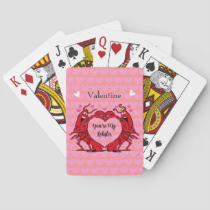 Valentine You're My Lobster Cute Heart Pink Red Playing Cards