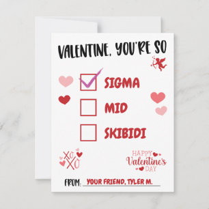 Valentine, You're so Sigma! Teen Valentine's Day Invitation