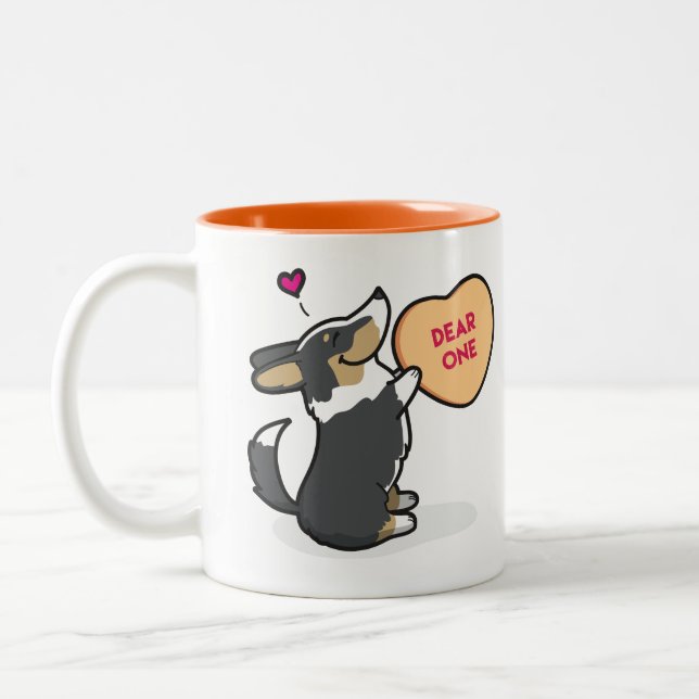 Valentine's 2015-Pembroke Corgi-Black Coffee Mug (Left)