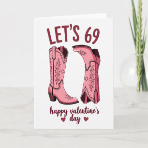 Valentines 69 Pink Boots Card