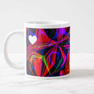 Valentines Abstract Psychedelic Colourful Red Large Coffee Mug