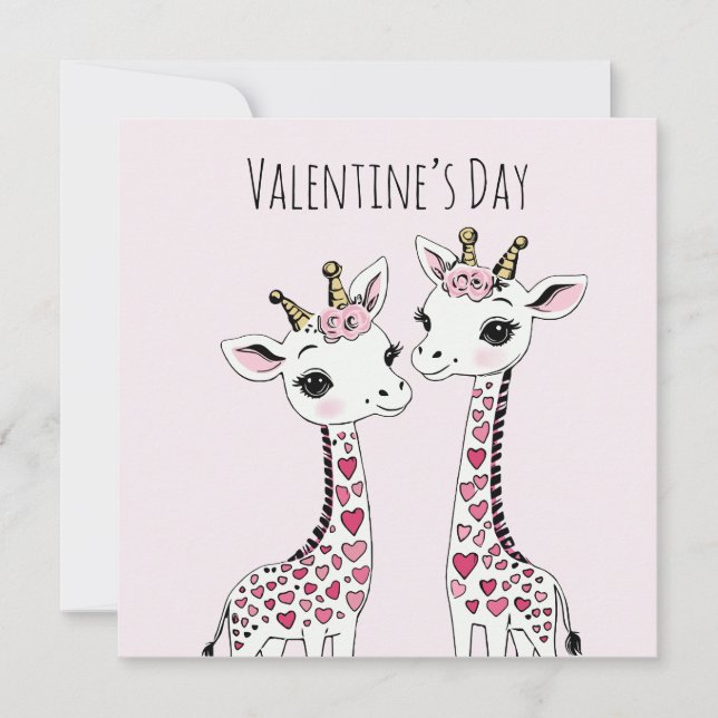 Valentines Adorable Giraffes Valentines Card (Front)