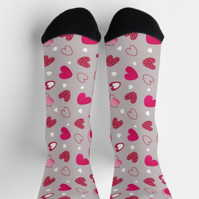 Valentine's All Over Heart Print Crew Socks (Top)