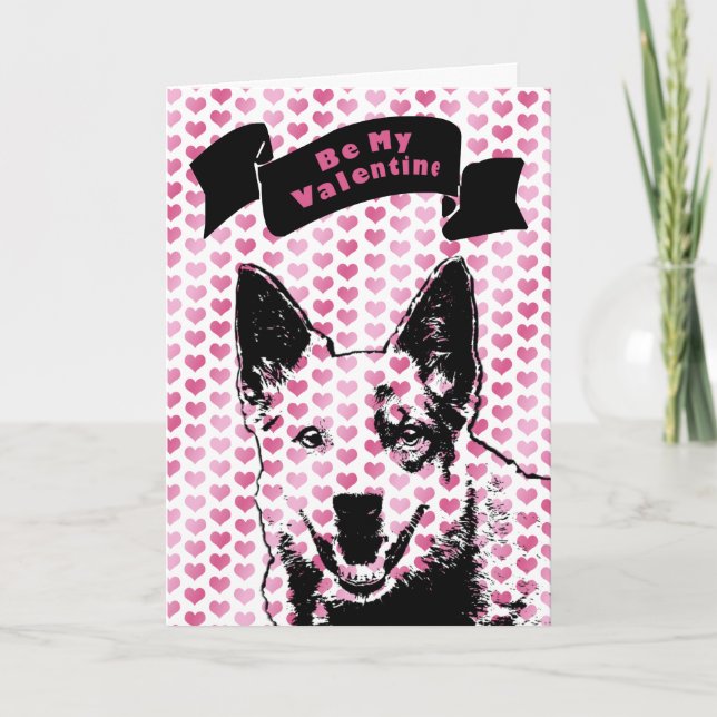 Valentines - Australian Cattle Dog Silhouette Holiday Card (Front)