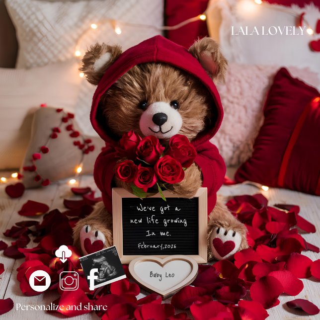 Valentines baby reveal Pregnancy Announcement Card (Creator Uploaded)