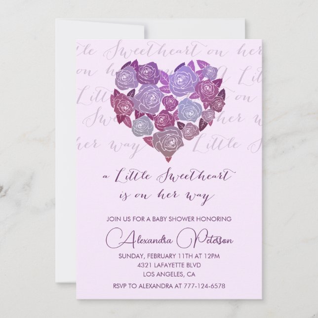Valentines baby shower invitation Romantic (Front)